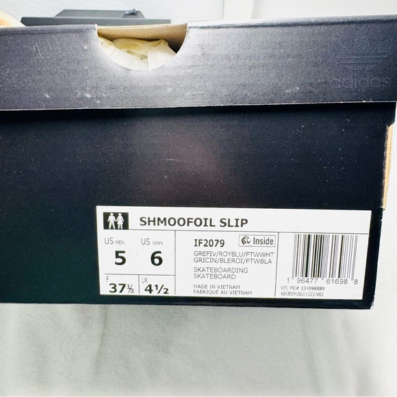 ADIDAS SHMOOFOIL SLIP-ON - GREY / ROYAL BLUE - 6 - NIB - Picture 9 of 9